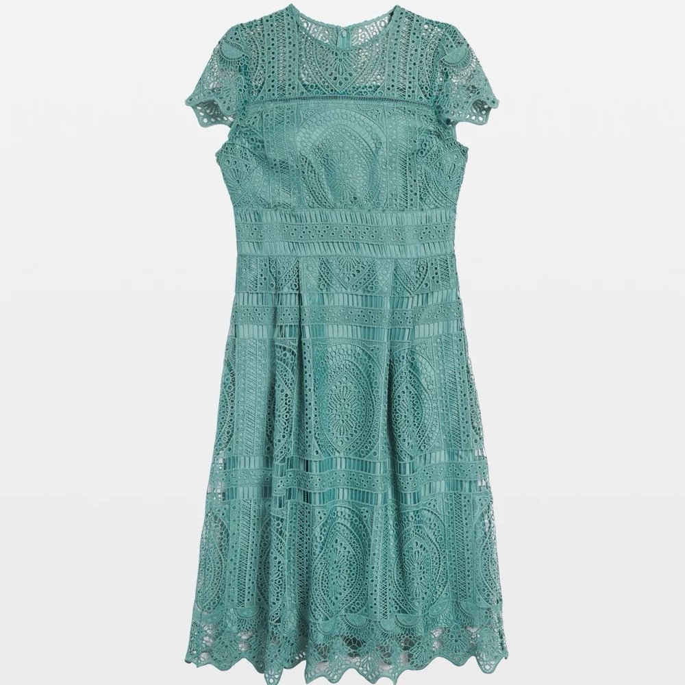 WHBM EMBROIDERED LACE FIT & FLARE DRESS - Picture 5 of 13